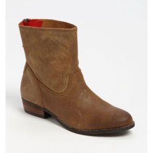 DOLCE VITA BOHO 100% LEATHER DISTRESSED BROWN TAN ZIP ANKLE BOOT BOOTIES 8.5 M